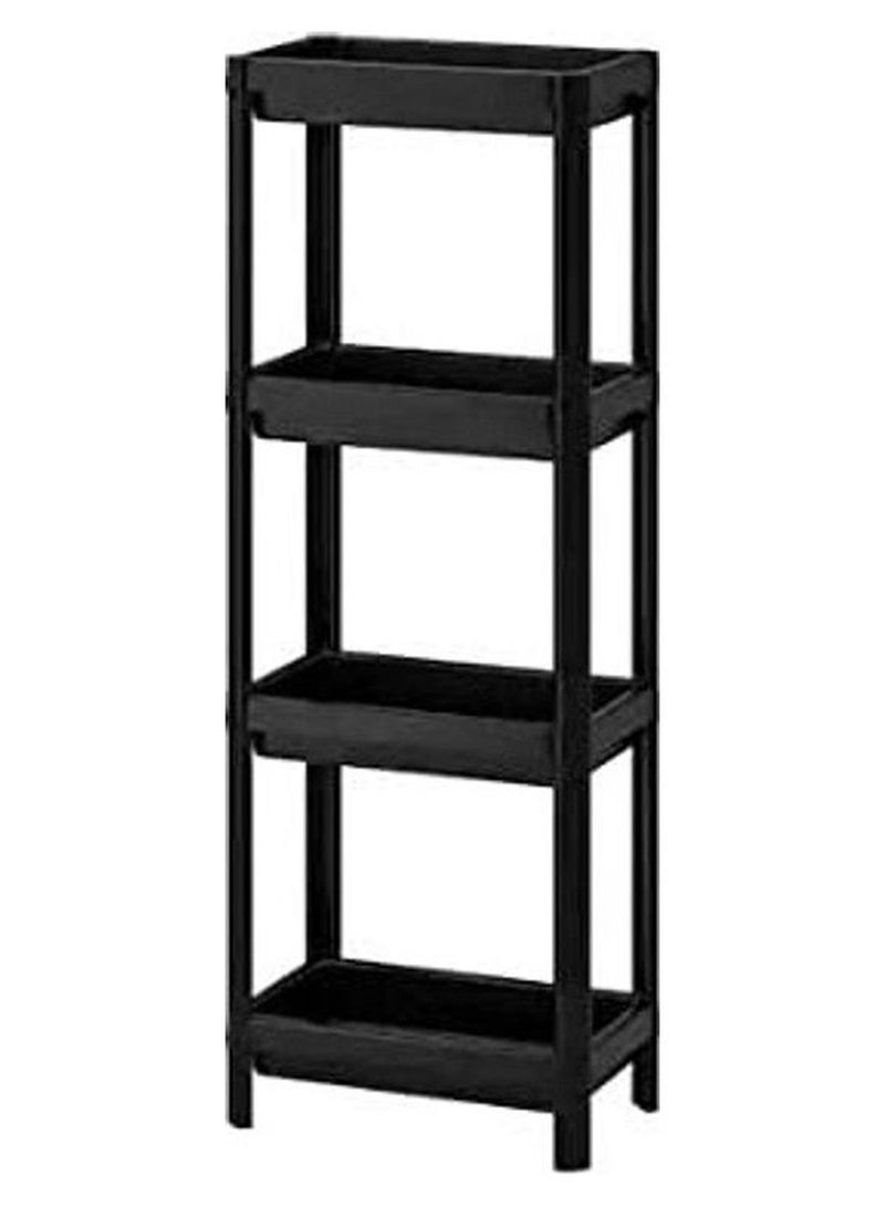 Toshionics 4 Layer Floor Type Plastic Bathroom Kitchen Living Room Storage Shelf Black 36 x 100cm - Image 1