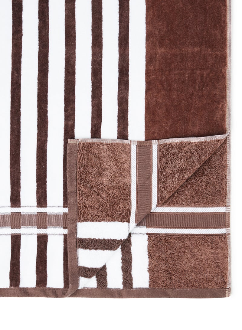 White Rose 100%  COTTON YARN DYED MULTI COLOR STRIPE LUXURY 500 GSM HIS AND HER SUPER COOL BATH SHEET 80X160 cm BROWN BROWN 80X160cm  - Image 4