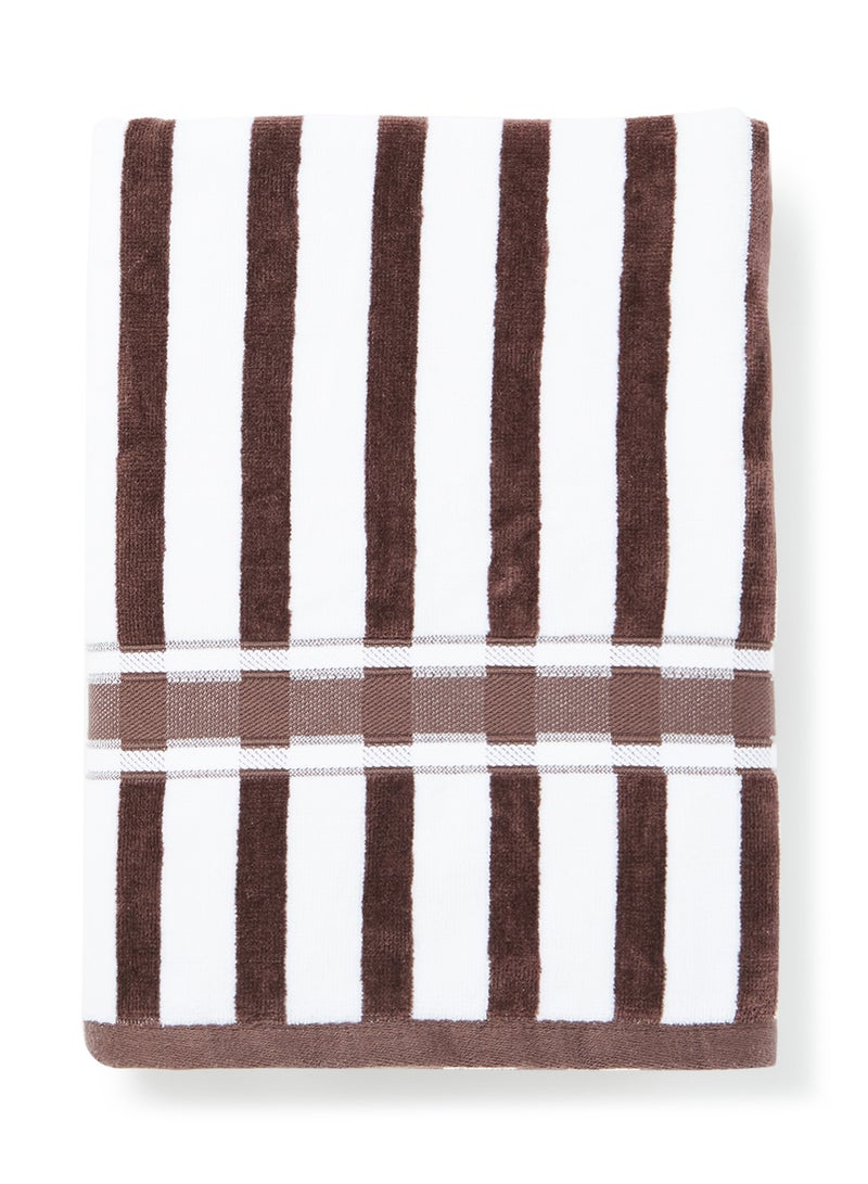 White Rose 100%  COTTON YARN DYED MULTI COLOR STRIPE LUXURY 500 GSM HIS AND HER SUPER COOL BATH SHEET 80X160 cm BROWN BROWN 80X160cm  - Image 2