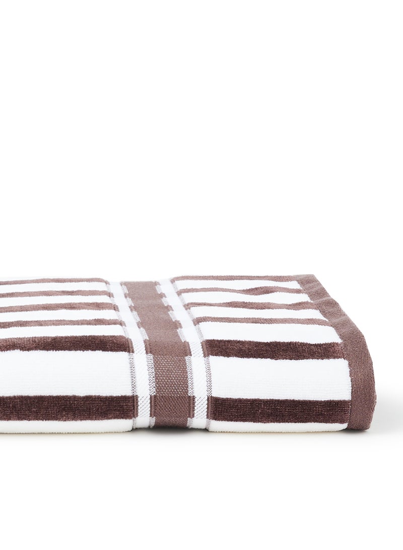 White Rose 100%  COTTON YARN DYED MULTI COLOR STRIPE LUXURY 500 GSM HIS AND HER SUPER COOL BATH SHEET 80X160 cm BROWN BROWN 80X160cm  - Image 3