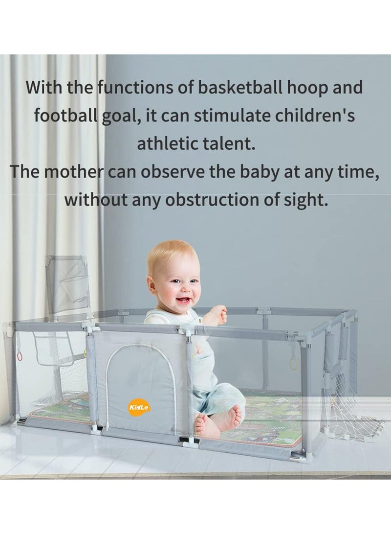 Kidle Breathable, Light-Permeable Extra-Large Baby Playpen With Nets And Basketball Hoop  - Image 2