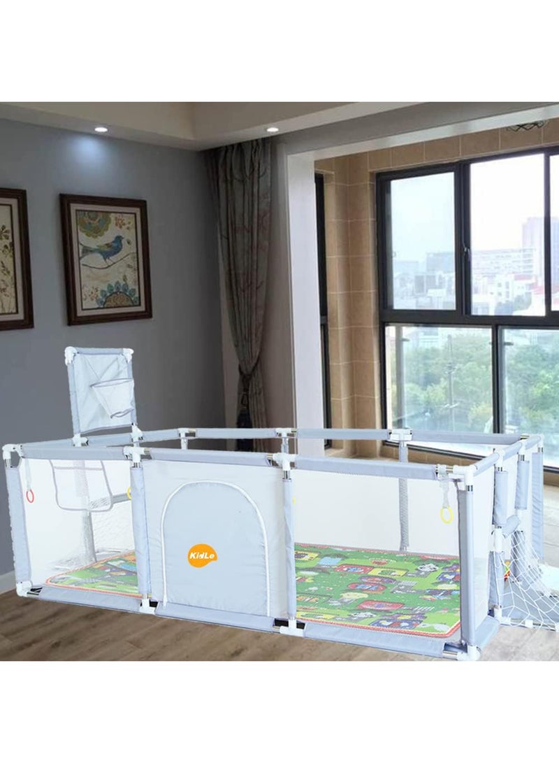 Kidle Breathable, Light-Permeable Extra-Large Baby Playpen With Nets And Basketball Hoop  - Image 5