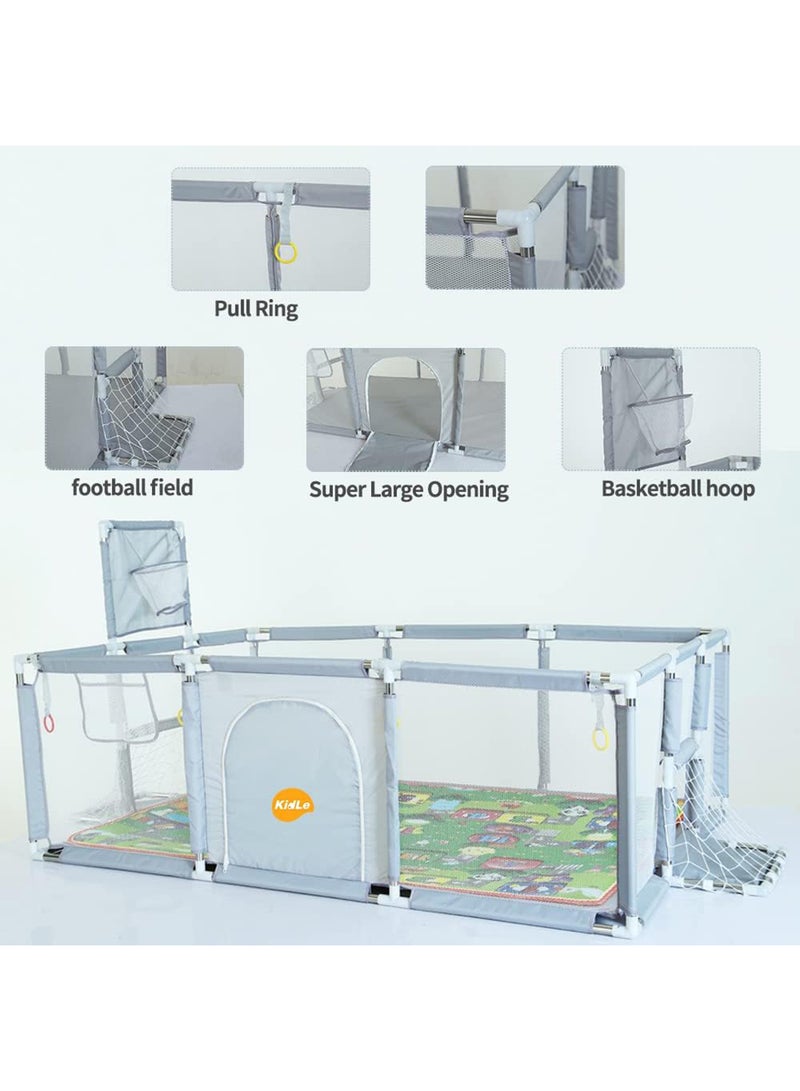 Kidle Breathable, Light-Permeable Extra-Large Baby Playpen With Nets And Basketball Hoop  - Image 4