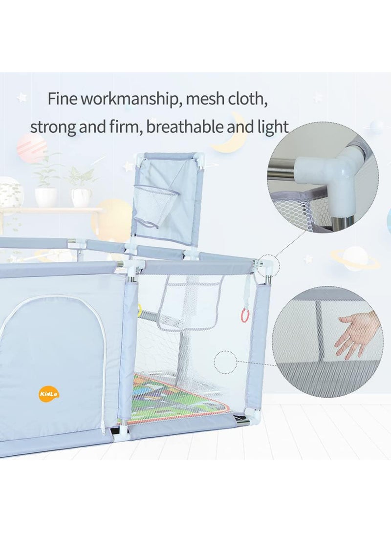 Kidle Breathable, Light-Permeable Extra-Large Baby Playpen With Nets And Basketball Hoop  - Image 3