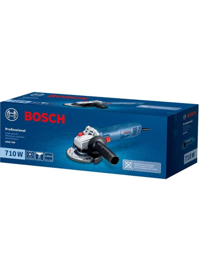 BOSCH - BOSCH - GWS 700 angle grinder, 710 Watt, 12000 rpm, 115 mm disc diameter, outstanding overload capacity fit for tough jobs Blue/Silver - Image 1