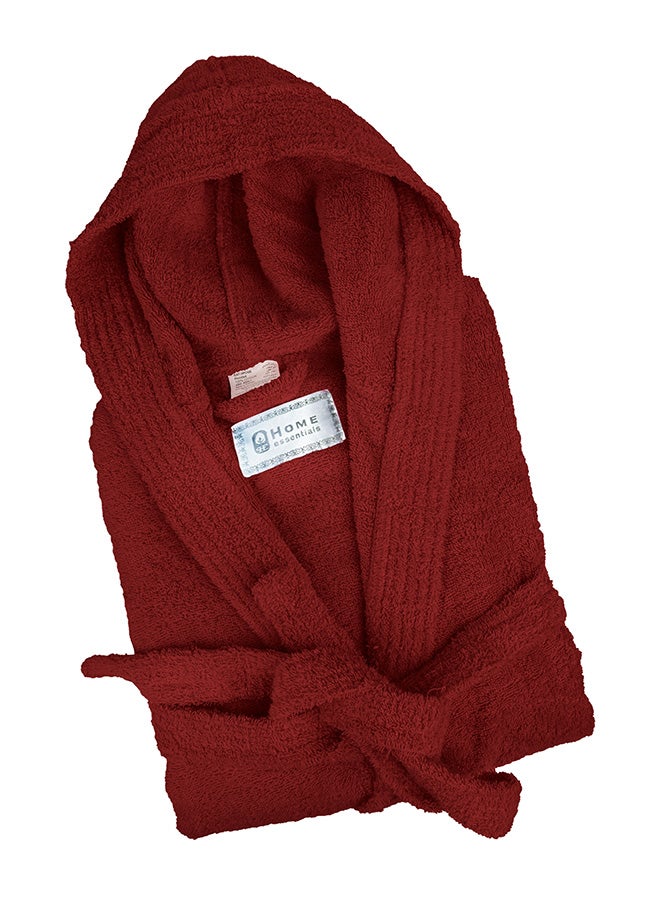 هوم إسنشالز روب استحمام من القطن 100% فائق النعومة وعالي الامتصاص بغطاء للرأس بورغندي Adult Size  - Image 1