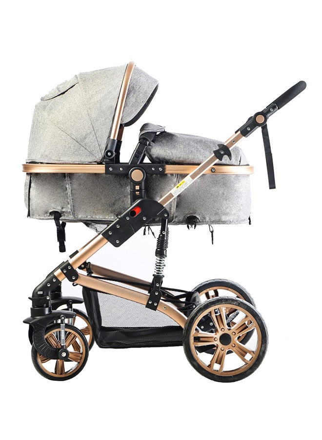 TEKNUM - 3 In1 Pram Stroller Sleeping Bassinet And Extra Wide Seat With Wide Canopy, Spill Proof Mat - Grey - Image 1
