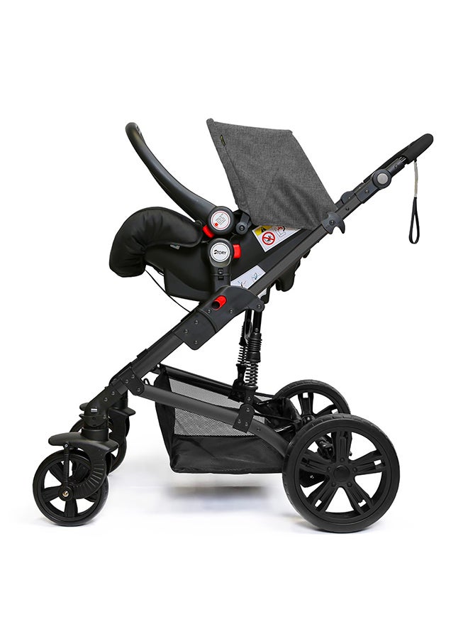 TEKNUM - 3 In1 Pram Stroller Sleeping Bassinet And Extra Wide Seat With Wide Canopy, Spill Proof Mat - Grey - Image 1