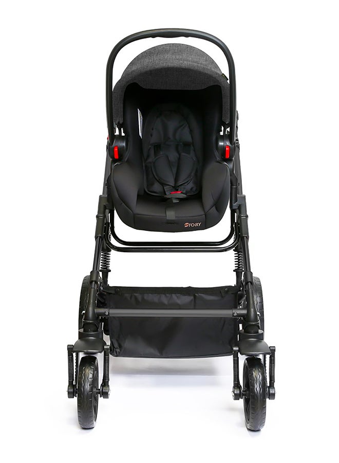 3 In1 Pram Stroller Sleeping Bassinet And Extra Wide Seat With Wide Canopy, Spill Proof Mat - Black - pnsku/N51291965A/45/_/1737965556/13251584-3125-4d27-a57a-18b78db2bb61