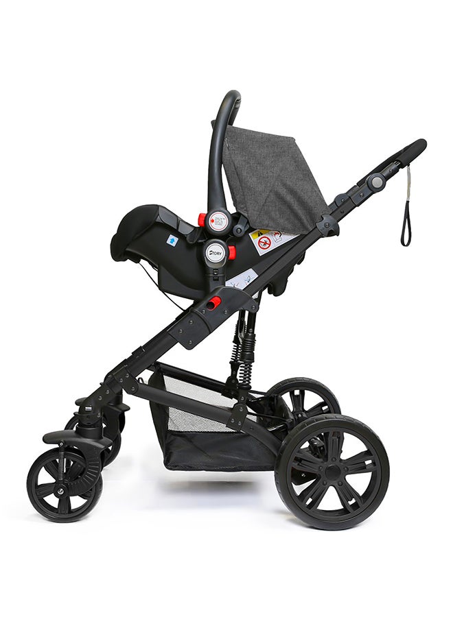 3 In1 Pram Stroller Sleeping Bassinet And Extra Wide Seat With Wide Canopy, Spill Proof Mat - Black - pnsku/N51291965A/45/_/1737965559/a2465631-2809-430c-8d1f-814b742df4ea