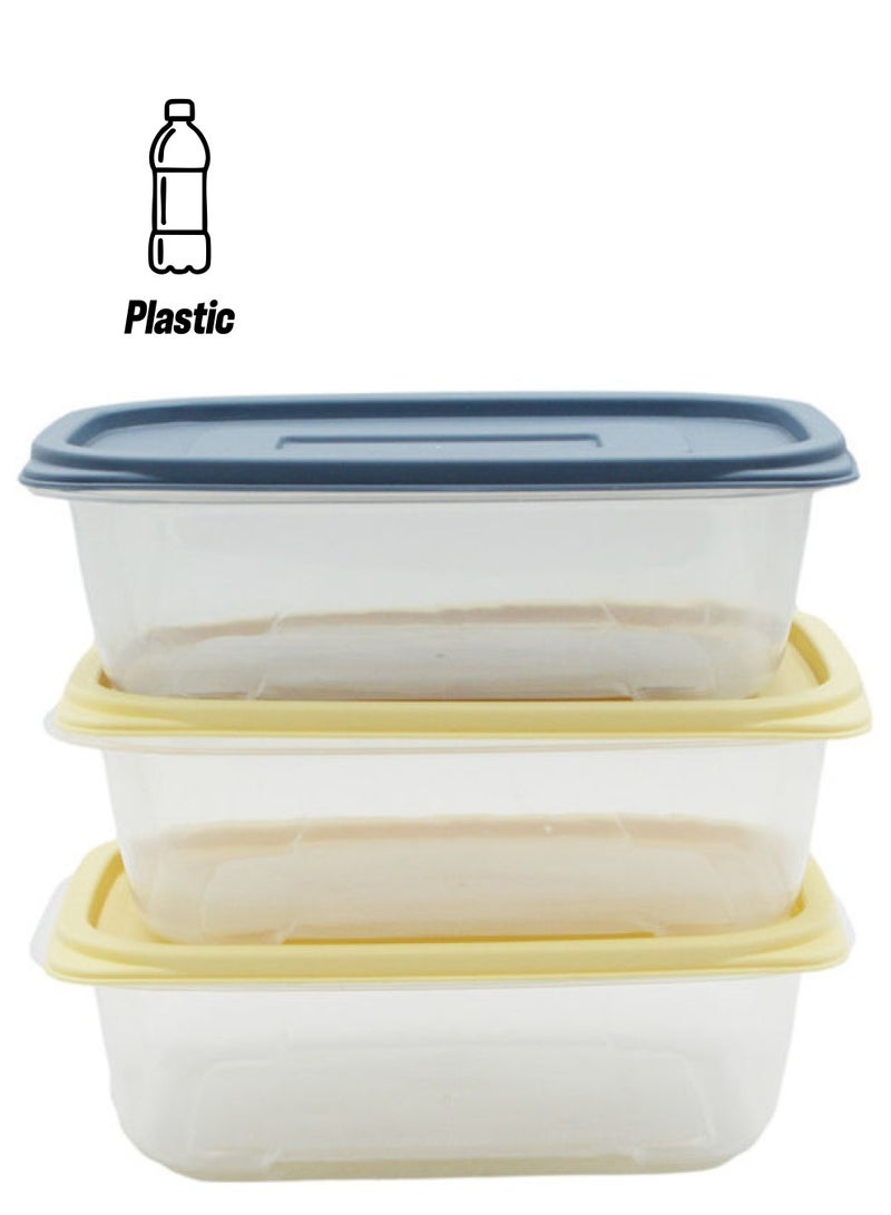 Cc 3-Piece Crisper Food Container Set Blue/Yellow/Clear 750ml  - Image 1