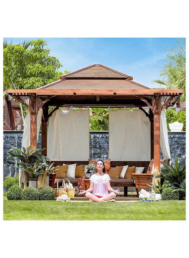 DANUBE HOME Giza Gazebo with Seating Wooden Frame Patio Tent Canopy For Garden Brown 350x350cm  - Image 4