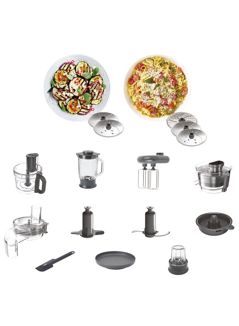 كينوود محضر طعام مع خلاط ومطحنة من الزجاج وعصارة ومخفقة ثنائية من المعدن وعجان وعصارة حمضيات ومحضرة سلطة بتقنية إكسبريس سيرف وميزان مطبخ وصينية وزن 3 L 1000 W FDM71.980SS فضي - Image 4