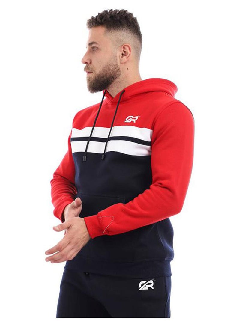 Caesar Colour Blocked Hooded Neck Tracksuit Sets Red - Image 1
