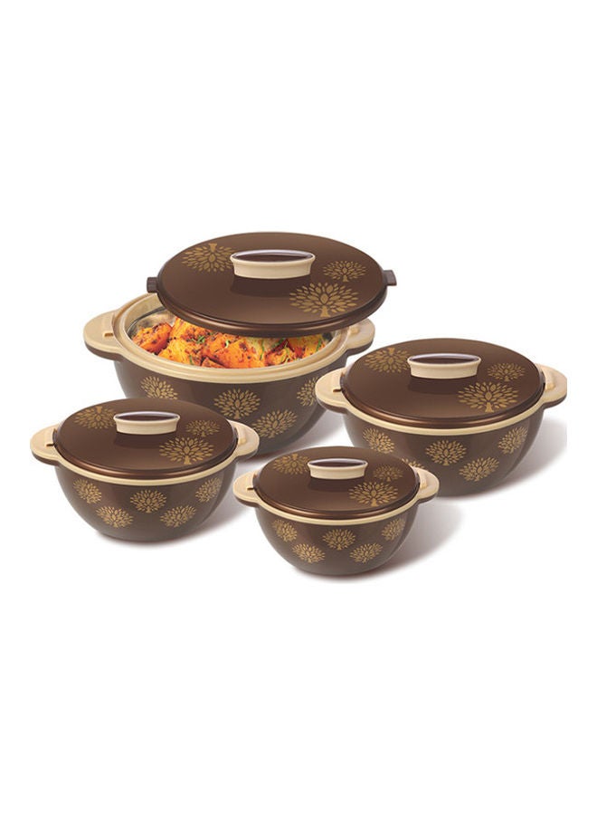UTC 4-Piece Solitaire Insulated Casserole Set Brown 500ml, 1000ml, 2000ml, 3000mlLiters 