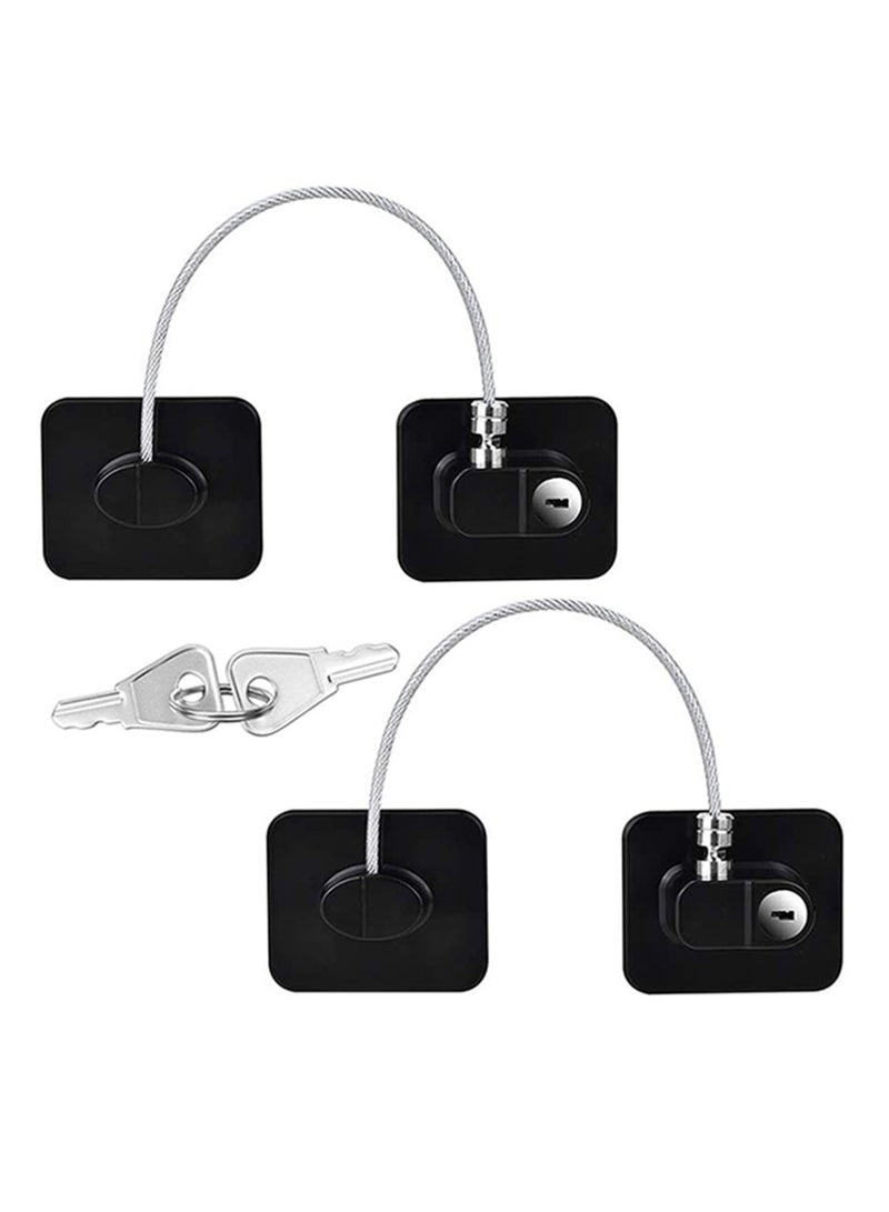 Generic - Pack Of 2 Child Safety Cable Fridge Window Lock With Key Set - Image 1