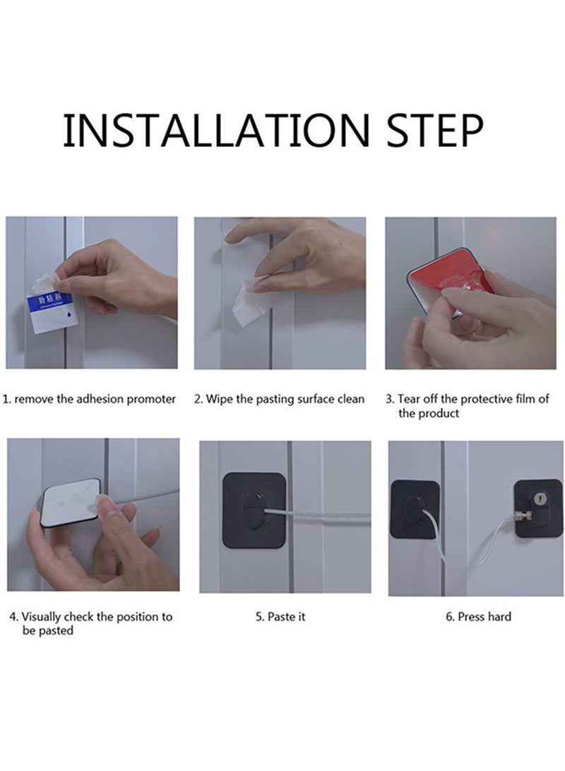 Generic - Pack Of 2 Child Safety Cable Fridge Window Lock With Key Set - Image 1