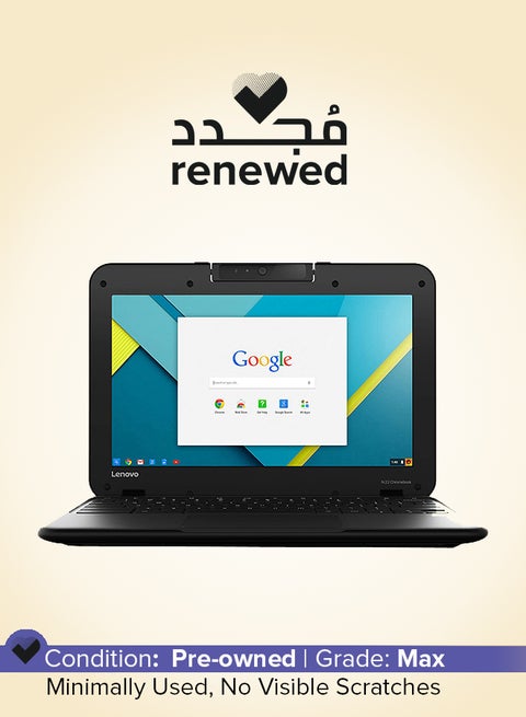 مجدد - لابتوب كروم بوك N22 (2017) بشاشة مقاس 11.6 بوصة ومعالج سيليرون وذاكرة رام سعة 4 جيجابايت ومحرك أقراص eMMC سعة 16 جيجابايت من الجيل الخامس ونظام تشغيل كروم OS وبطاقة رسومات مدمجة اللغة الإنجليزية أسود