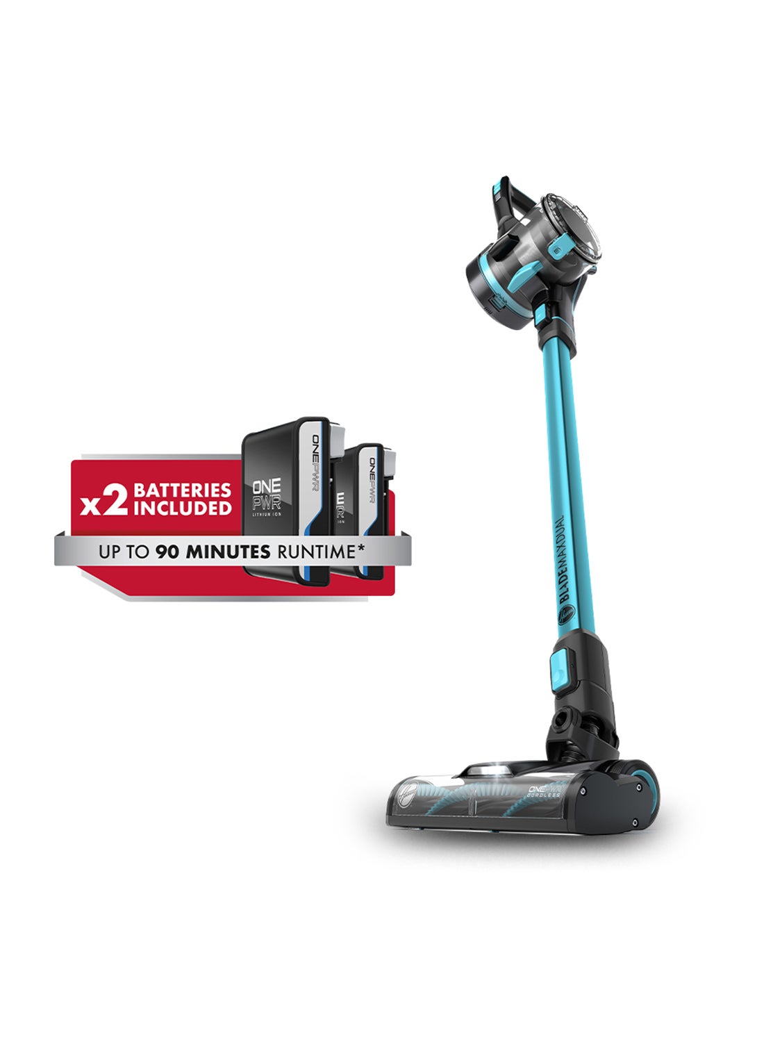 Onepwr Blade Max Dual Cordless Vacuum Cleaner Machine, Up To 90 min Runtime, Antimicrobial Protection, Multi-Surface Cleaning, 2 Batteries 6 W CLSV-BPME Black/Blue 