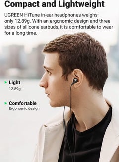 Ugreen In-ear Headphone 3.5mm Wired Earphone with Microphone Headset Stereo Sound Noise Isolating Earphones for MacBook Pro 2021 iPhone iPod iPad Mac Studio PS4/ PS5 Black  - Image 4
