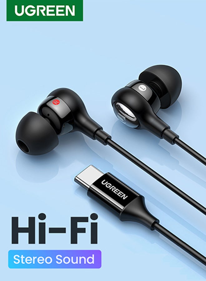 Ugreen Type C Earphones In Ear Headphones With Microphone USB C Wired Earphones For iPhone 16 Series iPhone 15 Pro Max, Samsung S24 S24 Ultra S23 S23 Ultra S21 A04 Redmi Note 12 12 Pro Oneplus Black  - Image 1