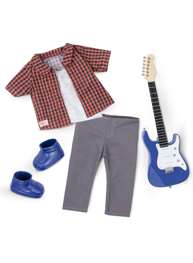 OG Deluxe Boy Plaid Shirt W-Guitar Outfit 18inch - Image 2