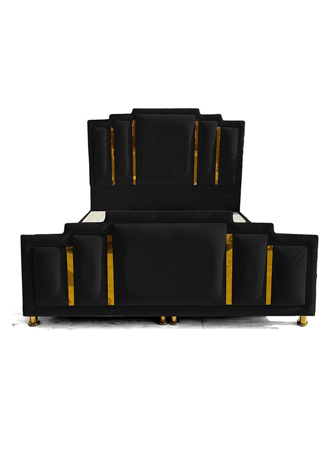 REGAL IN HOUSE Paris Velvet Bed Frame Black 200x90cm  - Image 1