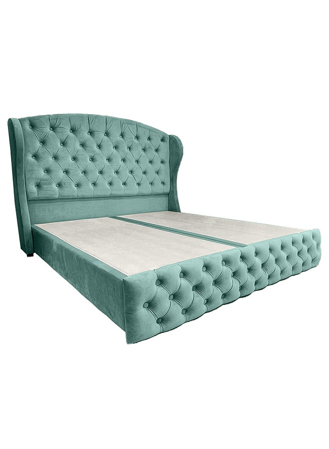 REGAL IN HOUSE Serin Velvet Bed Frame Turquoise 200x200cm 