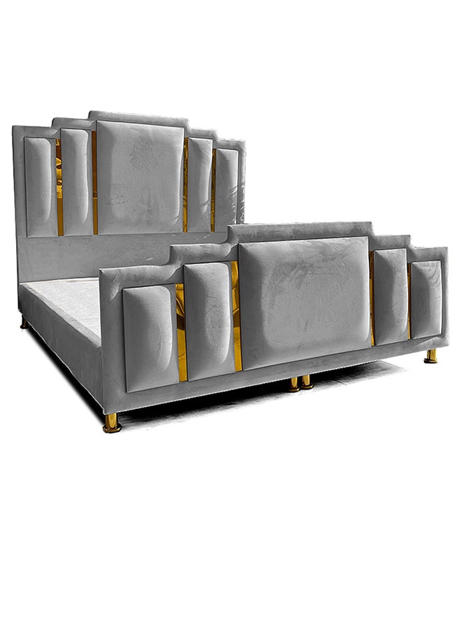 REGAL IN HOUSE Paris Velvet Bed Frame Gray 200x90cm  - Image 2