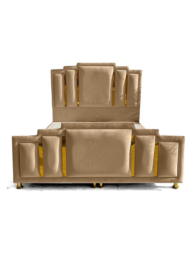 REGAL IN HOUSE Paris Velvet Bed Frame Beige 200x120cm  - Image 1