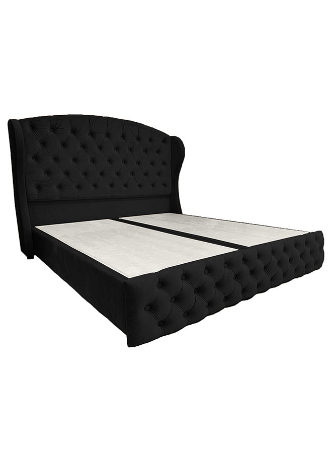 REGAL IN HOUSE Serin Velvet Bed Frame Black 200x200cm 