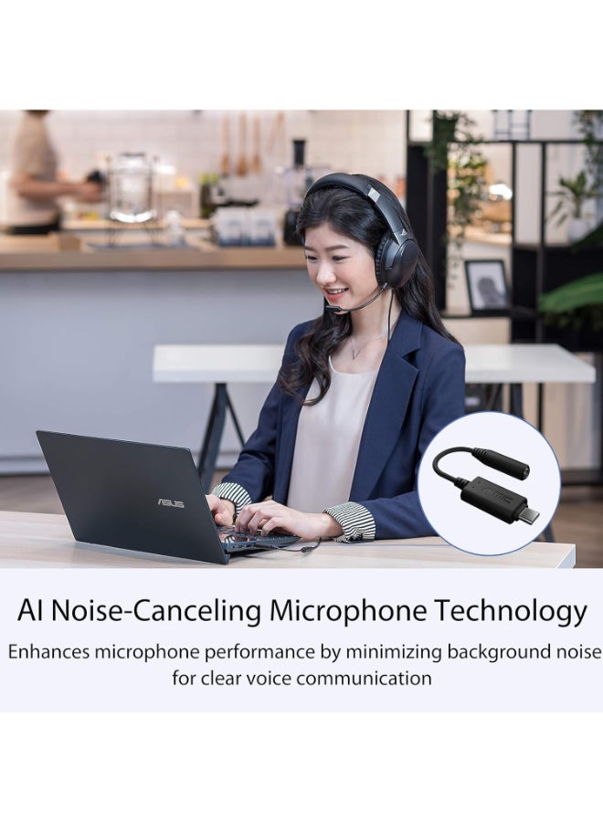 أسوس - AI Noise-Canceling Mic Adapter | Built-in Artificial Intelligence Isolates Background Noise, Enhance Voice Clarity | Improve Quality of Conference Calls | Supports USB-C And USB 2.0-3.5 Mm-Over Ear - Image 1