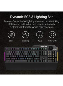 أسوس RA04 Tuf Gaming K1/AR/غشاء لوحة المفاتيح باللون الأسود  - Image 3