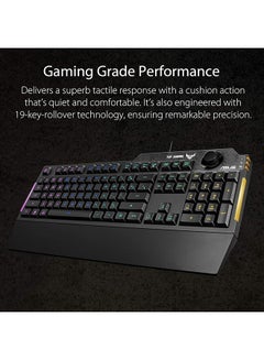 أسوس RA04 Tuf Gaming K1/AR/غشاء لوحة المفاتيح باللون الأسود  - Image 2