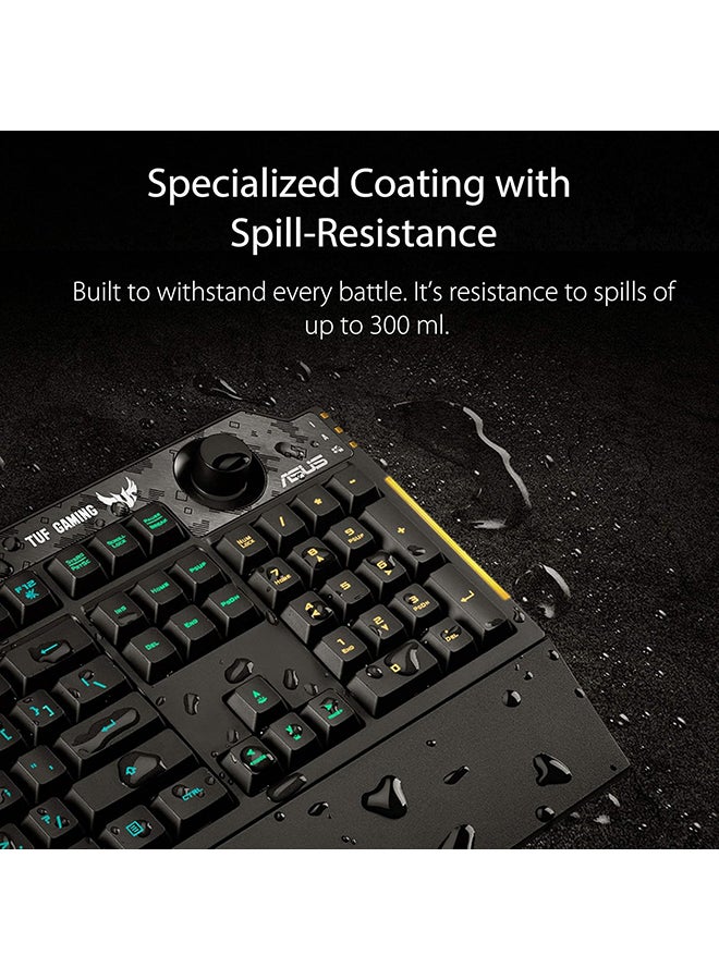 ASUS - ASUS Membrane Gaming Keyboard for PC - TUF K1 | Programmable, Onboard Memory | Dedicated Volume Knob, Aura Sync RGB & Side Lighting | Detachable Wrist Rest | Spill-Resistant | Highly Durable | Black - Image 1