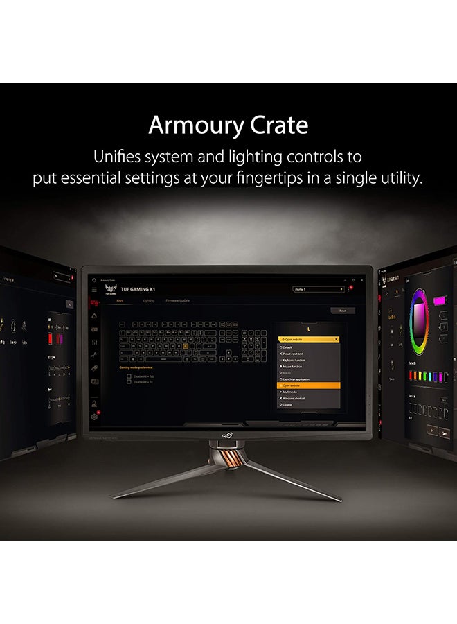 ASUS - ASUS Membrane Gaming Keyboard for PC - TUF K1 | Programmable, Onboard Memory | Dedicated Volume Knob, Aura Sync RGB & Side Lighting | Detachable Wrist Rest | Spill-Resistant | Highly Durable | Black - Image 1