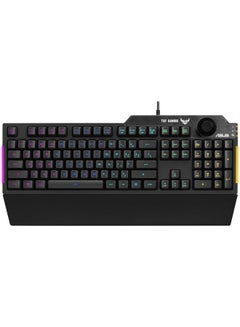 ASUS Membrane Gaming Keyboard for PC - TUF K1 | Programmable, Onboard Memory | Dedicated Volume Knob, Aura Sync RGB & Side Lighting | Detachable Wrist Rest | Spill-Resistant | Highly Durable | Black