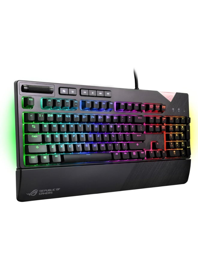أسوس - ASUS ROG Strix Flare (Cherry MX Brown) Aura Sync RGB Mechanical Gaming Keyboard with Switches, Customizable Badge, USB Pass Through and Media Controls - Black - Image 1