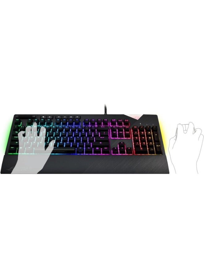 أسوس - ASUS ROG Strix Flare (Cherry MX Brown) Aura Sync RGB Mechanical Gaming Keyboard with Switches, Customizable Badge, USB Pass Through and Media Controls - Black - Image 1