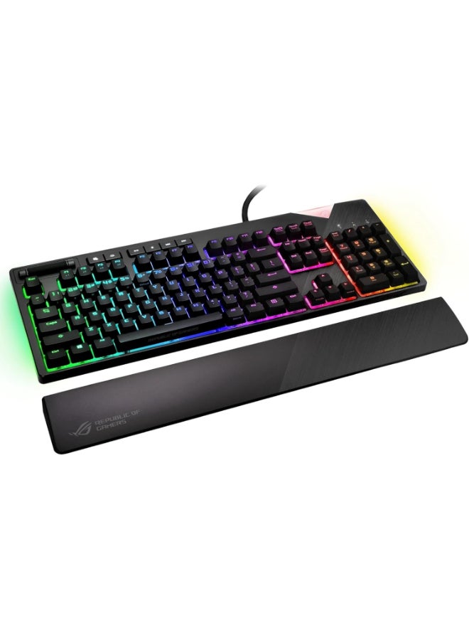 أسوس - ASUS ROG Strix Flare (Cherry MX Brown) Aura Sync RGB Mechanical Gaming Keyboard with Switches, Customizable Badge, USB Pass Through and Media Controls - Black - Image 1