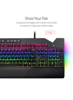 أسوس XA01 ROG Strix Flare (Cherry MX Red) Aura Sync RGB Mechanical Gaming Keyboard with Switches, Customizable Badge, USB Pass Through and Media Controls  - Image 3