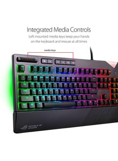 أسوس XA01 ROG Strix Flare (Cherry MX Red) Aura Sync RGB Mechanical Gaming Keyboard with Switches, Customizable Badge, USB Pass Through and Media Controls  - Image 4