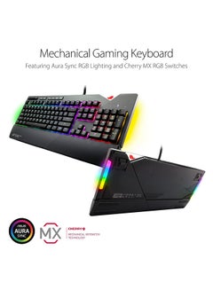 أسوس XA01 ROG Strix Flare (Cherry MX Red) Aura Sync RGB Mechanical Gaming Keyboard with Switches, Customizable Badge, USB Pass Through and Media Controls  - Image 2
