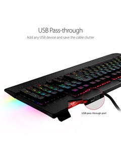 أسوس XA01 ROG Strix Flare (Cherry MX Red) Aura Sync RGB Mechanical Gaming Keyboard with Switches, Customizable Badge, USB Pass Through and Media Controls  - Image 5