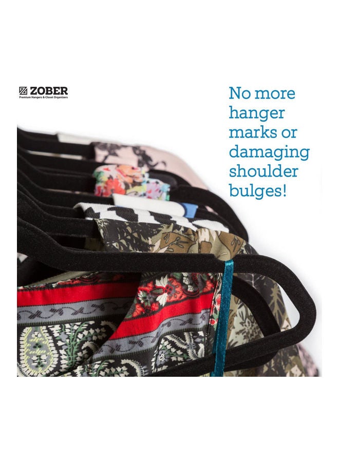ZOBER Non-Slip Velvet Hangers - Suit Hangers Ultra Thin Space Saving 360 Degree Swivel Hook Strong And Durable Clothes Hangers Hold Up-To 10 Lbs Black 43.18x23.3x0.5cm Black 43.18x23.3x0.5cm - Image 5