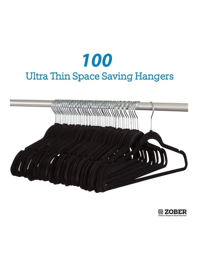 ZOBER Non-Slip Velvet Hangers - Suit Hangers Ultra Thin Space Saving 360 Degree Swivel Hook Strong And Durable Clothes Hangers Hold Up-To 10 Lbs Black 43.18x23.3x0.5cm Black 43.18x23.3x0.5cm - Image 2