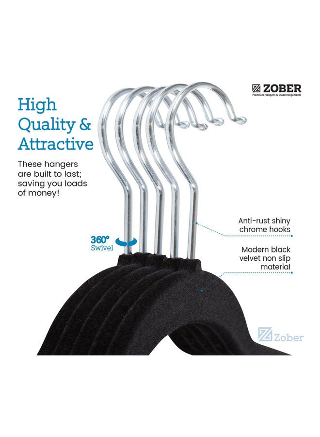 ZOBER Non-Slip Velvet Hangers - Suit Hangers Ultra Thin Space Saving 360 Degree Swivel Hook Strong And Durable Clothes Hangers Hold Up-To 10 Lbs Black 43.18x23.3x0.5cm Black 43.18x23.3x0.5cm - Image 3