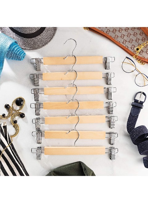 Zo-W301 Smooth Finish Solid Wood High-Grade Wooden 360 Swivel Hook Pants Hangers With Metal Clips Grip Pack Of 10 Ivory 13x4inch Ivory 13x4inch