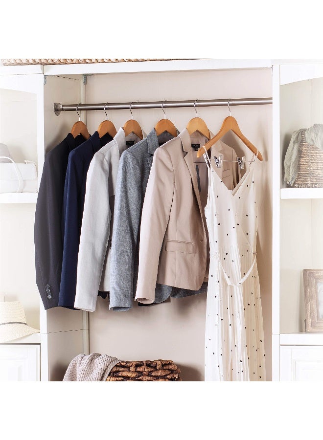 ZOBER - High-Grade Wooden Suit Hangers Skirt Hangers Smooth Solid Wood Pants Hangers With Durable Adjustable Metal Clips, 360° Swivel Hook, Shoulder Notches For Dress Coat, Jacket, Blouse (Natural, 10 Pack) Gold 44.5x25.4x1.27cm - Image 1