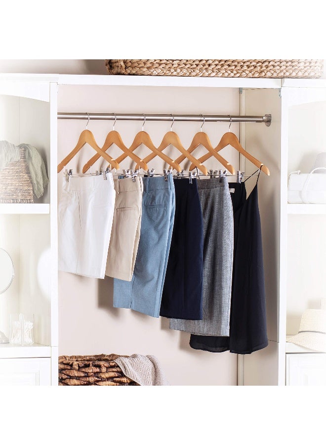 ZOBER - High-Grade Wooden Suit Hangers Skirt Hangers Smooth Solid Wood Pants Hangers With Durable Adjustable Metal Clips, 360° Swivel Hook, Shoulder Notches For Dress Coat, Jacket, Blouse (Natural, 10 Pack) Gold 44.5x25.4x1.27cm - Image 1